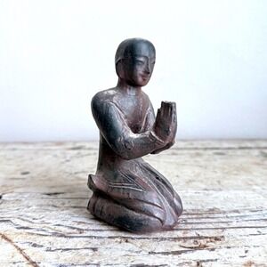Vintage Asian Monk Incense Burner, Handcrafted Figure, Meditation Eastern Art